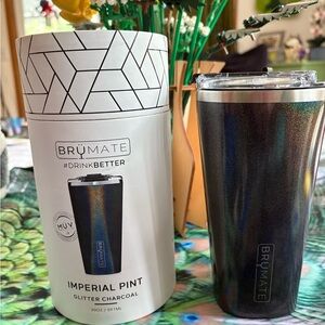 Brumate Glitter Charcoal 20oz Imperial Pint with Muv lid